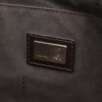 Fendi Tote Zucchino Brown Dark Canvas Leather — view 4