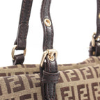 Fendi Tote Zucchino Brown Dark Canvas Leather — view 8