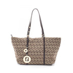Fendi Tote Zucchino Brown Dark Canvas Leather