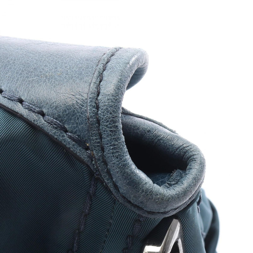 Prada Shoulder Bag Tessuto Vitello Blue Nylon Leather — view 8