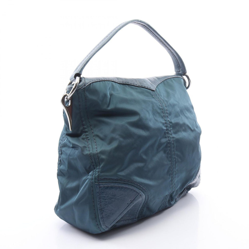 Prada Shoulder Bag Tessuto Vitello Blue Nylon Leather — view 2