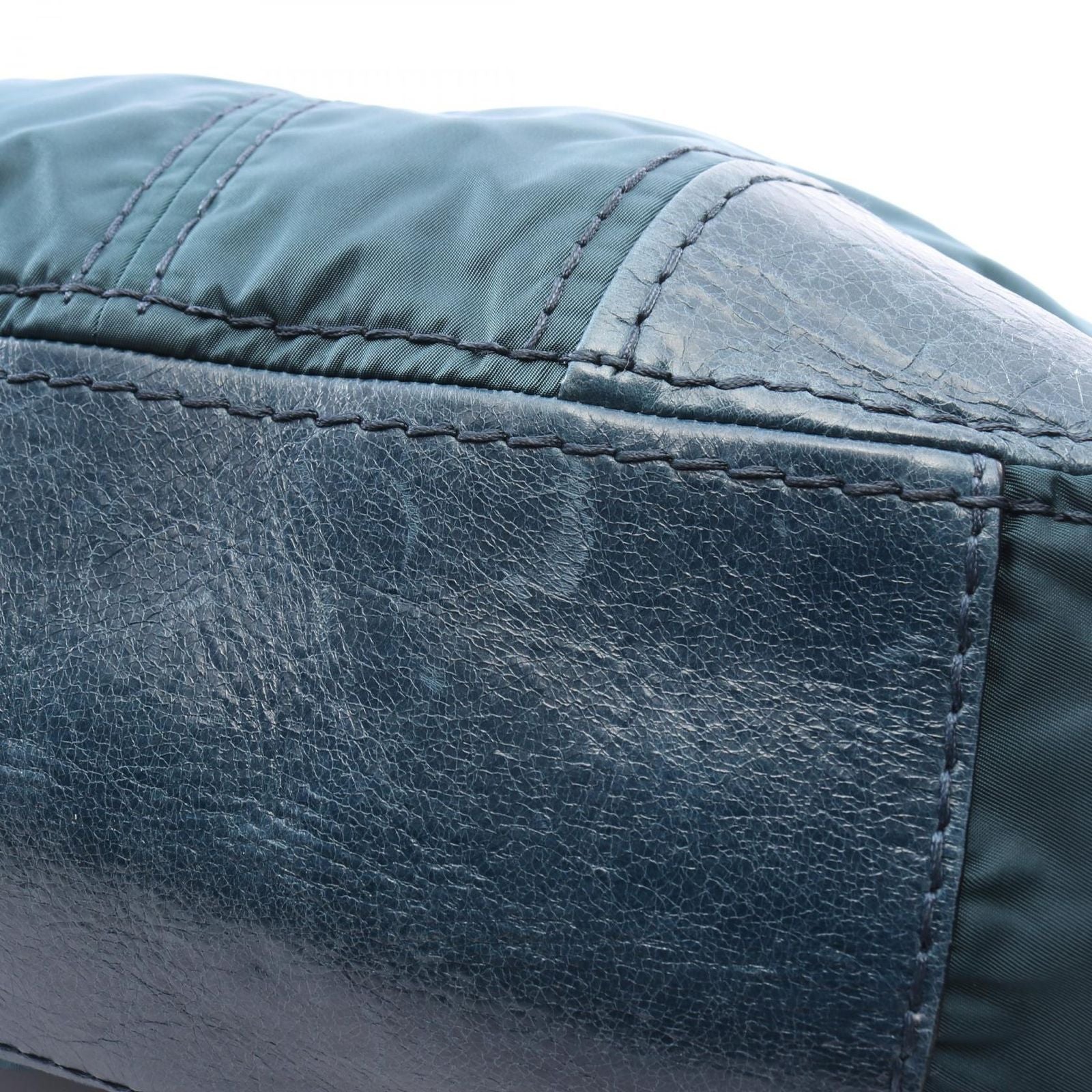 Prada Shoulder Bag Tessuto Vitello Blue Nylon Leather — view 6