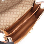 Celine Shoulder Bag Macadam Beige Canvas Leather Triomphe — view 3