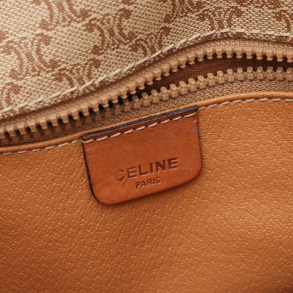Celine Shoulder Bag Macadam Beige Canvas Leather Triomphe — view 4