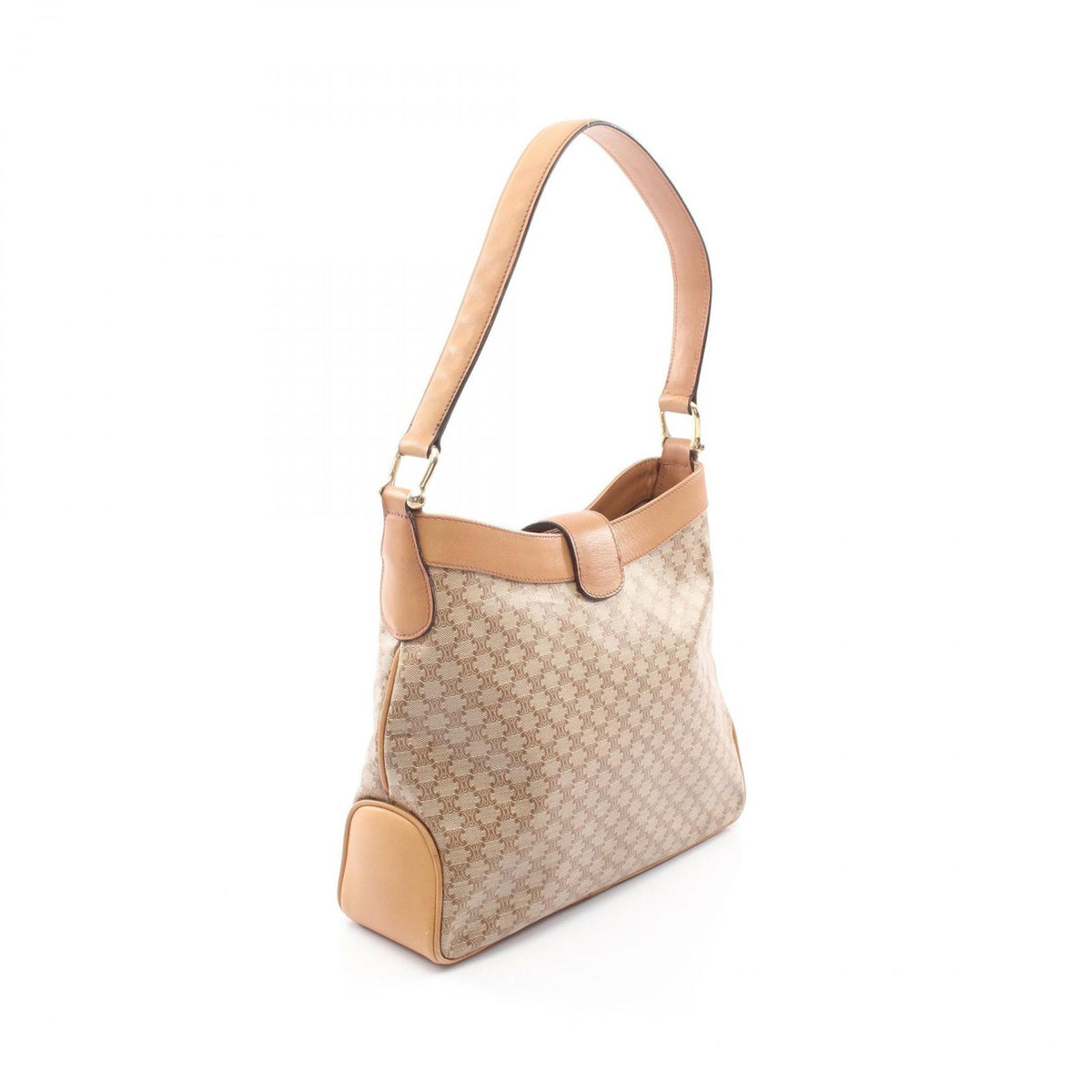 Celine Shoulder Bag Triomphe Beige Brown Canvas Leather Macadam — view 2