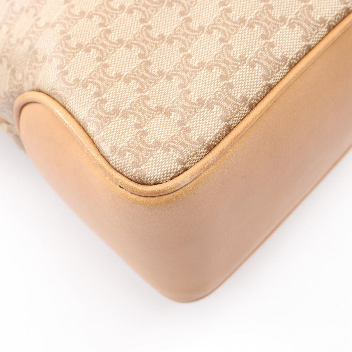 Celine Shoulder Bag Triomphe Beige Brown Canvas Leather Macadam — view 7