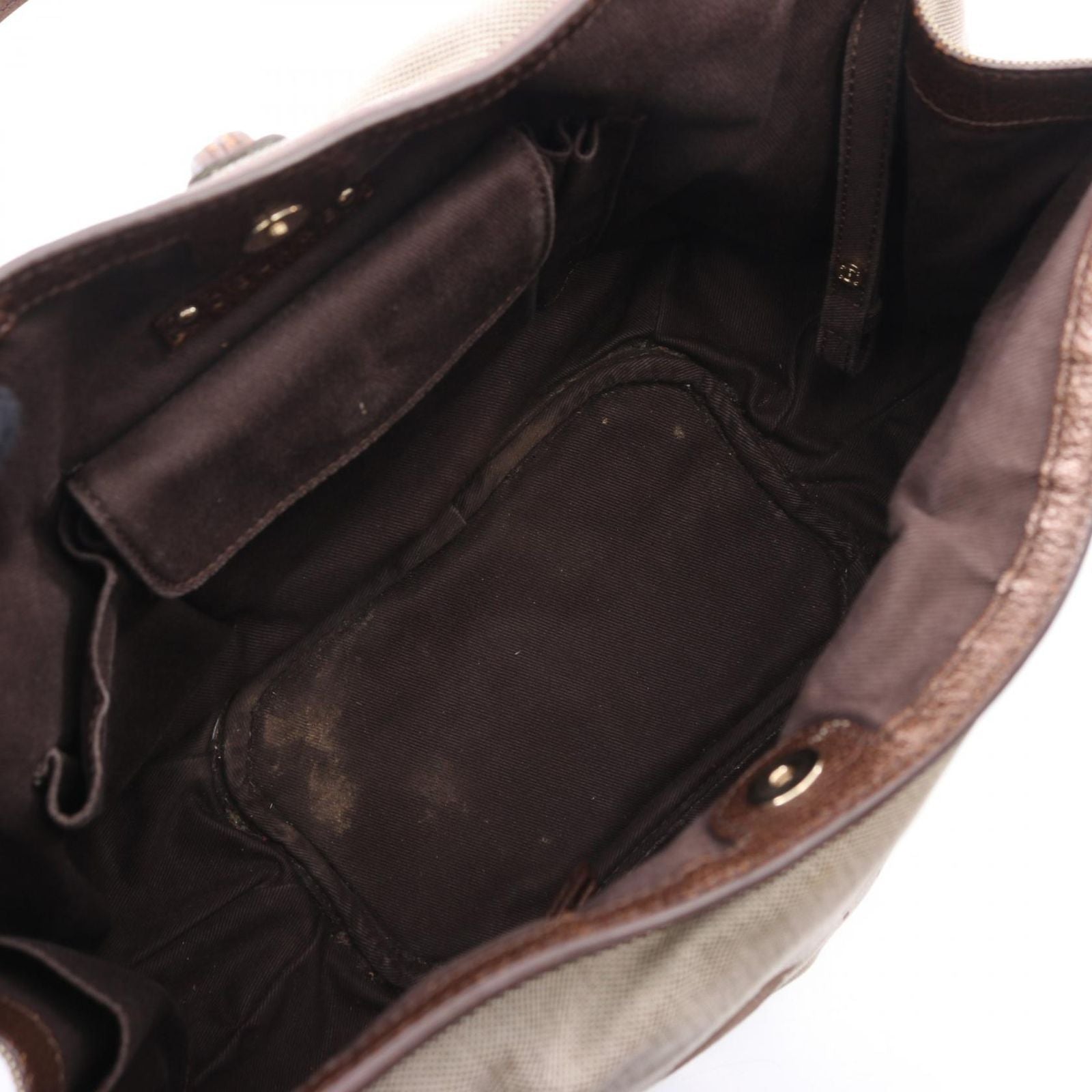 Celine Tote Carriage Pattern Beige Canvas Leather Handbag — view 3
