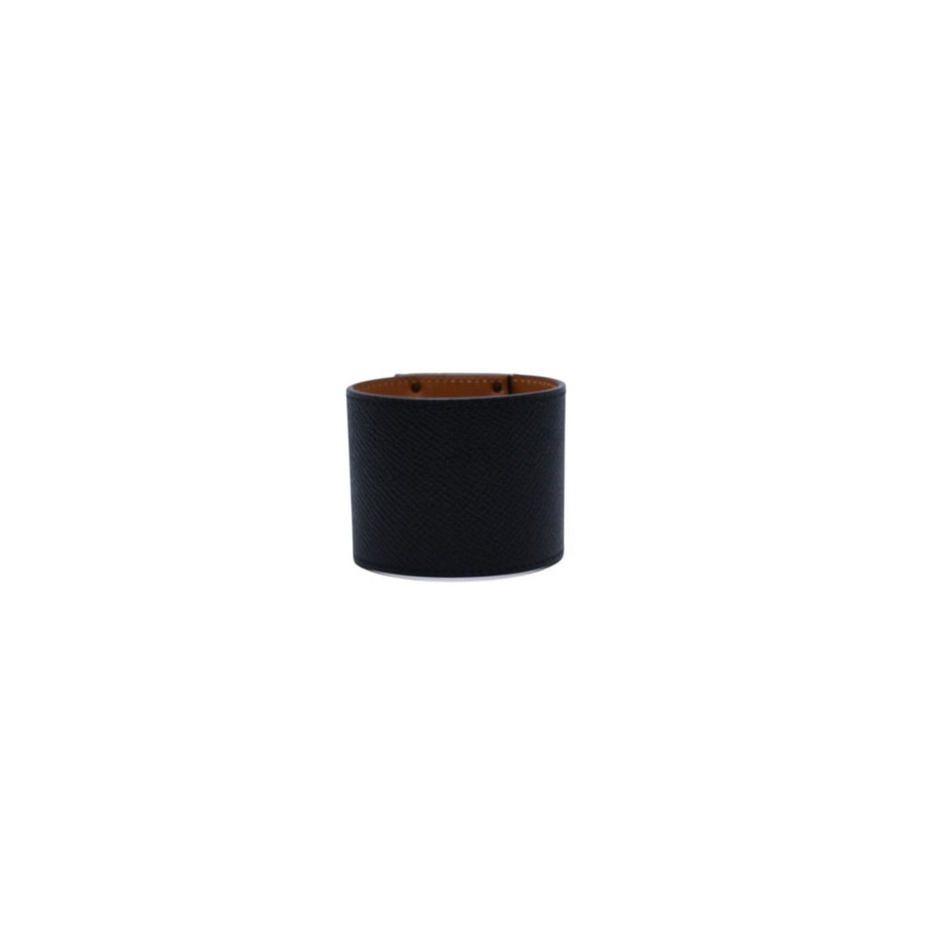 Hermes Kelly Dog Bangle Gold Leather Band Metal S Black Bracelet — view 5