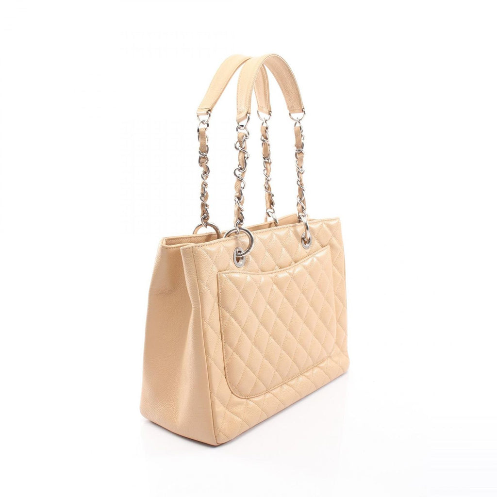 Chanel Tote Quilted Grand Shopping GST Beige Caviar Leather Chain — view 2