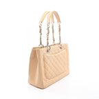 Chanel Tote Quilted Grand Shopping GST Beige Caviar Leather Chain — view 2