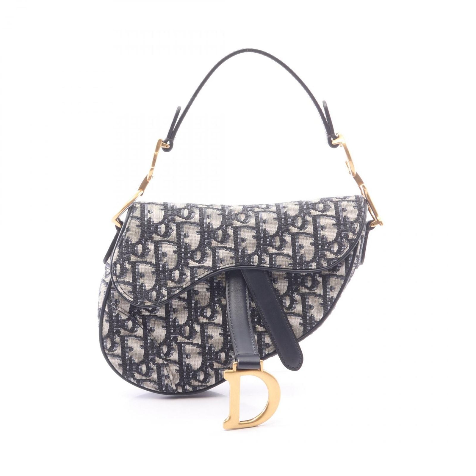 Dior Saddle Bag Mini Oblique Jacquard Ivory Navy Canvas Leather