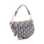 Dior Saddle Bag Mini Oblique Jacquard Ivory Navy Canvas Leather — view 2