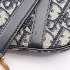 Dior Saddle Bag Mini Oblique Jacquard Ivory Navy Canvas Leather — view 5