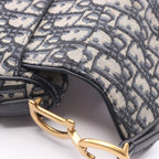 Dior Saddle Bag Mini Oblique Jacquard Ivory Navy Canvas Leather — view 6