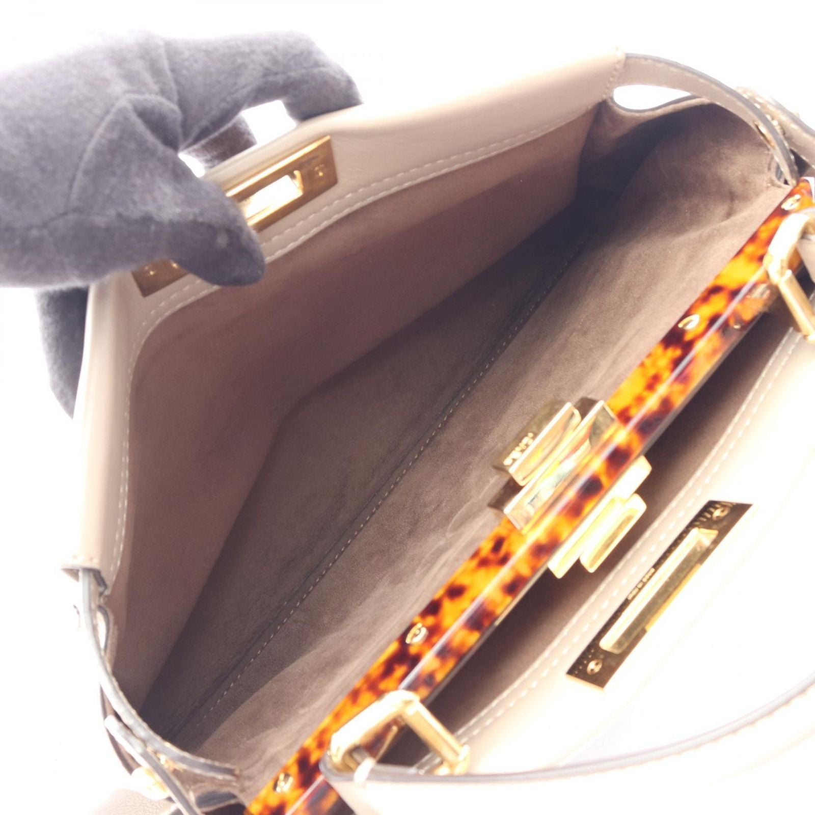Fendi Handbag Peekaboo 2-Way Gray Leather Regular — view 4