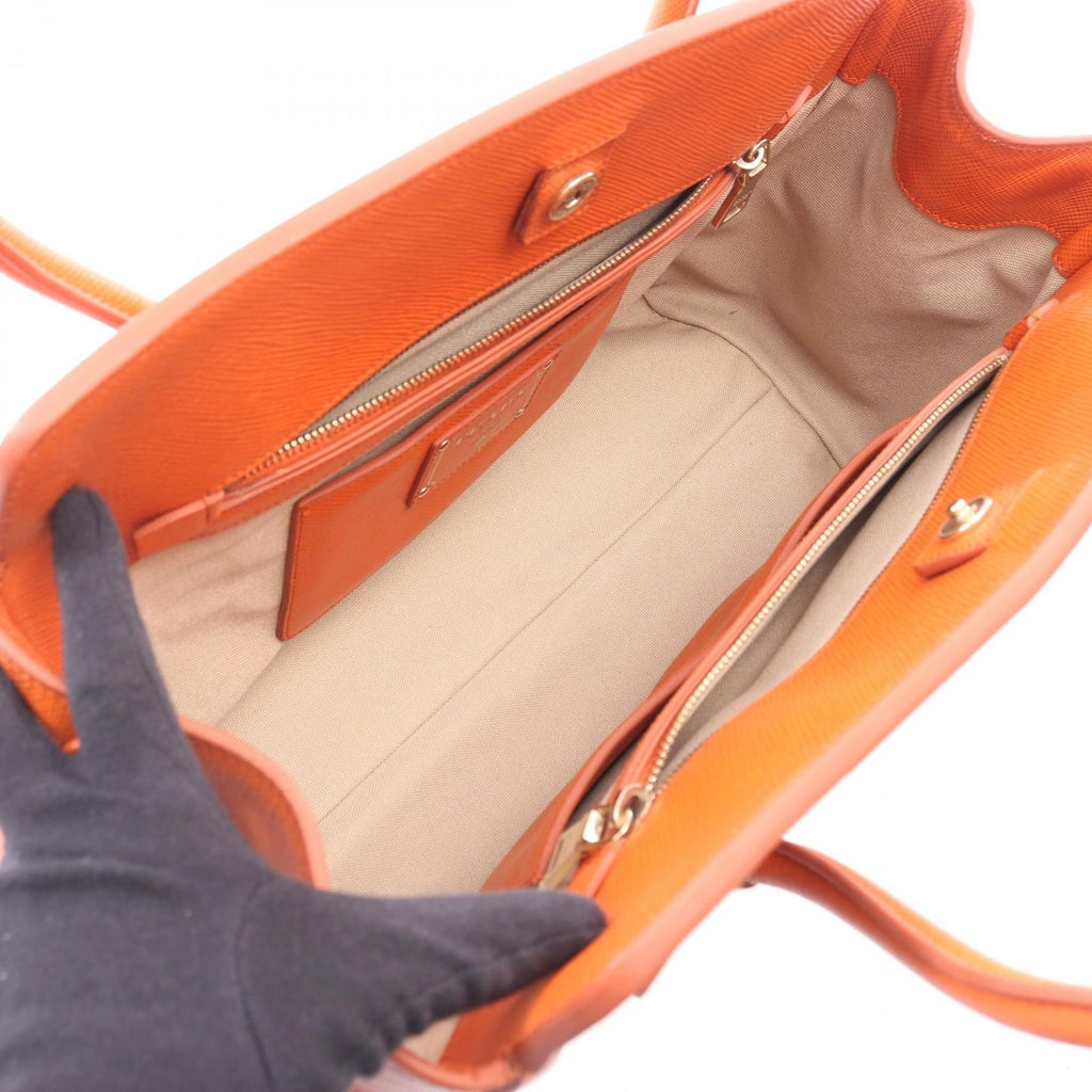 Prada Tote Beige Orange Canvas Saffiano Leather — view 3