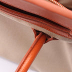 Prada Tote Beige Orange Canvas Saffiano Leather — view 6