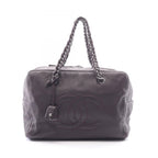 Chanel Line Dark Brown Leather CC Logo Boston