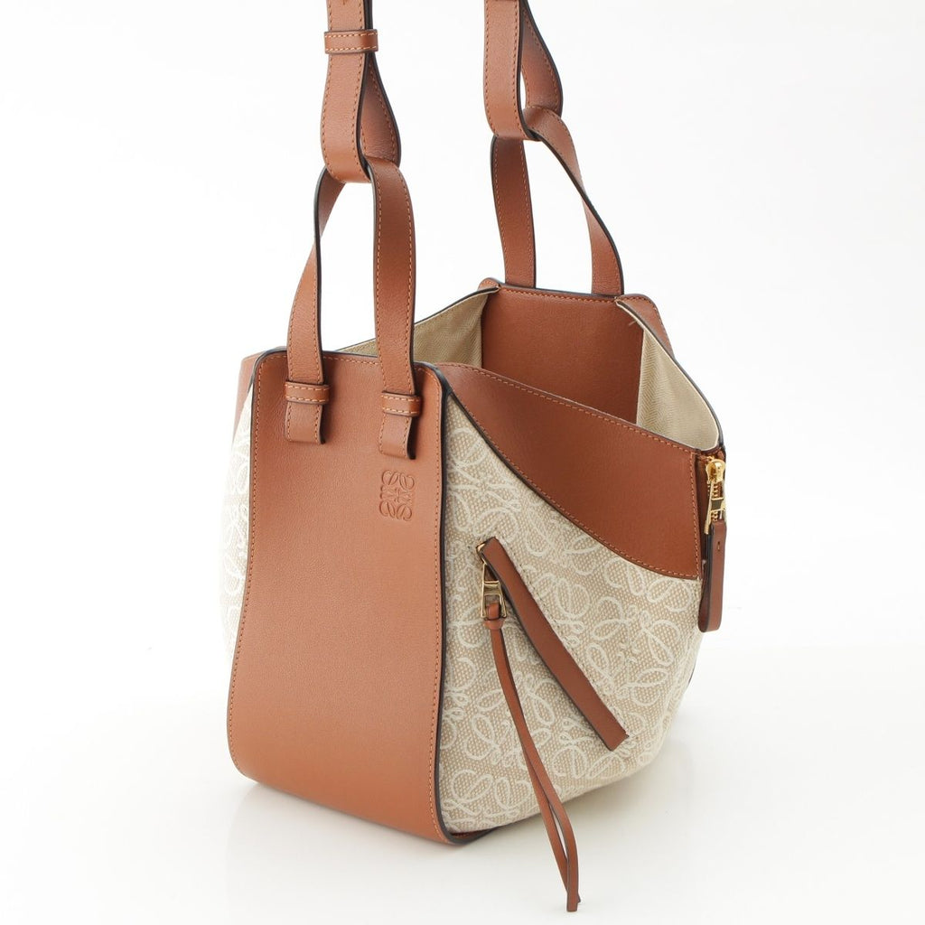 Loewe Hammock Canvas Anagram 2-Way Shoulder Handbag Tan Brown Small — view 3