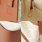 Loewe Hammock Canvas Anagram 2-Way Shoulder Handbag Tan Brown Small — view 9