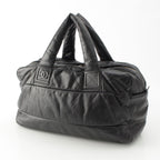 Chanel Leather CC Logo Handbag Boston Black — view 2