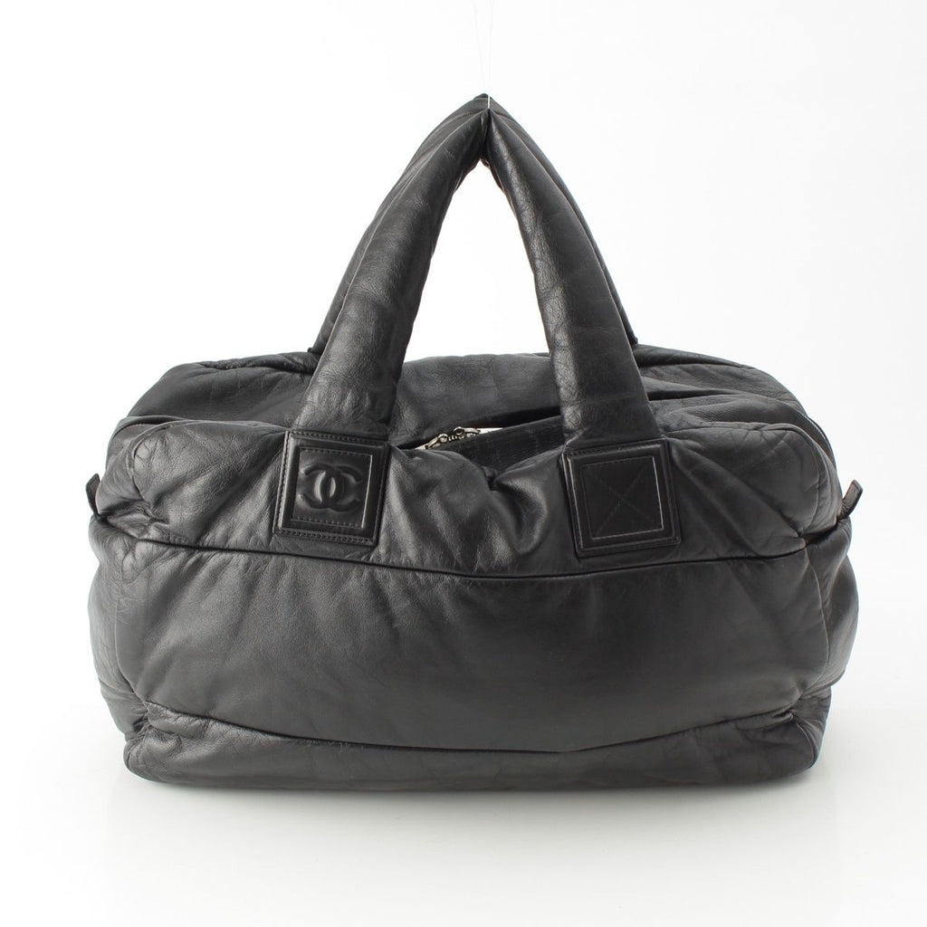 Chanel Leather CC Logo Handbag Boston Black — view 4