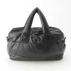 Chanel Leather CC Logo Handbag Boston Black — view 4