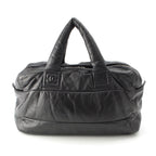 Chanel Leather CC Logo Handbag Boston Black