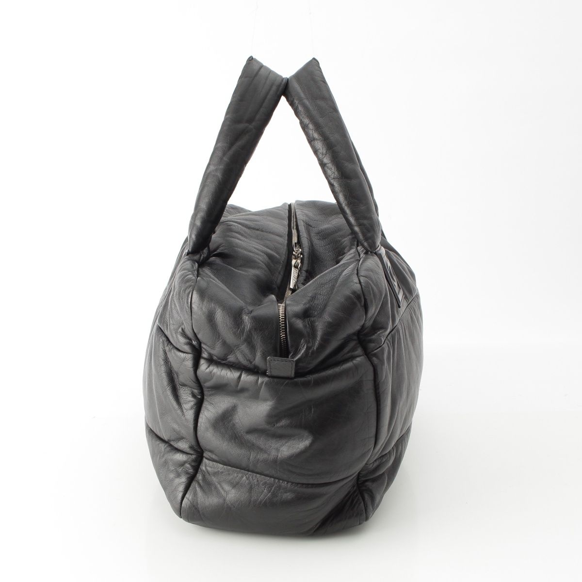 Chanel Leather CC Logo Handbag Boston Black — view 3