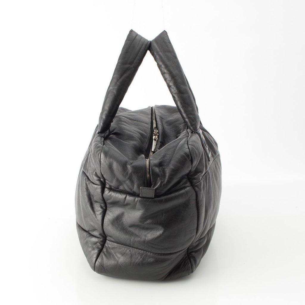 Chanel Leather CC Logo Handbag Boston Black — view 3