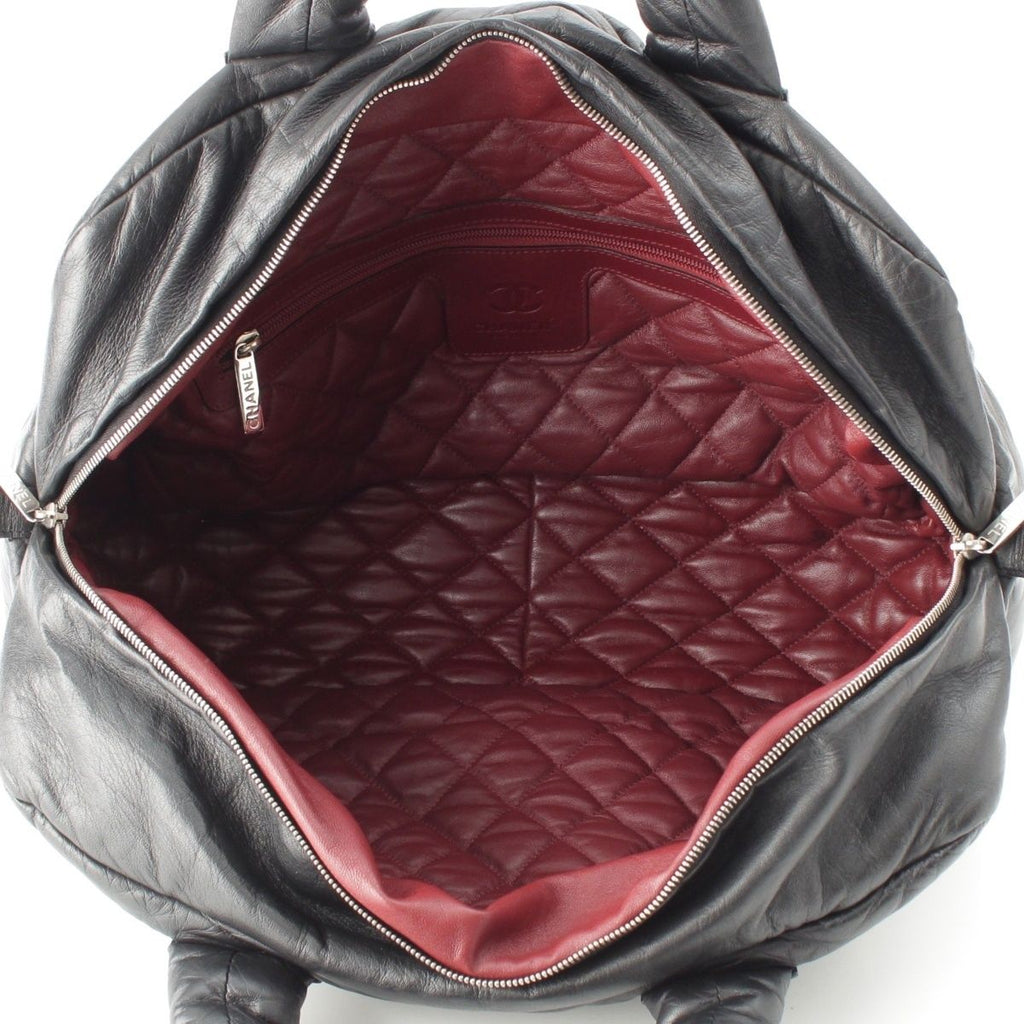 Chanel Leather CC Logo Handbag Boston Black — view 6