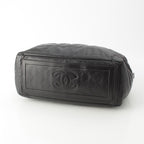 Chanel Leather CC Logo Handbag Boston Black — view 5