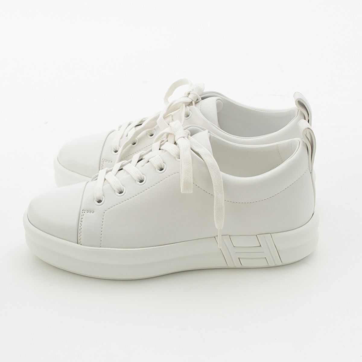 Hermes Happy Leather Sneakers White — view 3