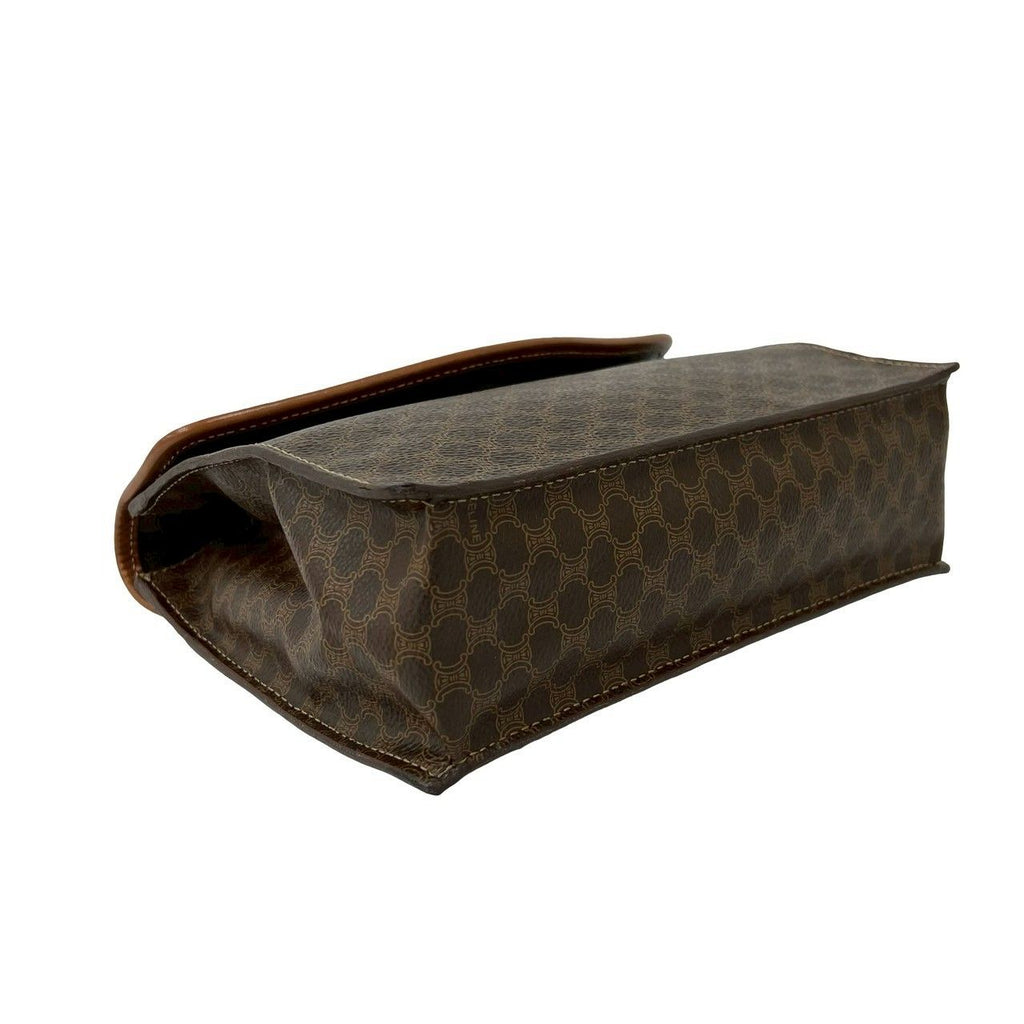 Celine Macadam Blason Triomphe Pattern Leather 2-Way Shoulder Bag Brown — view 7