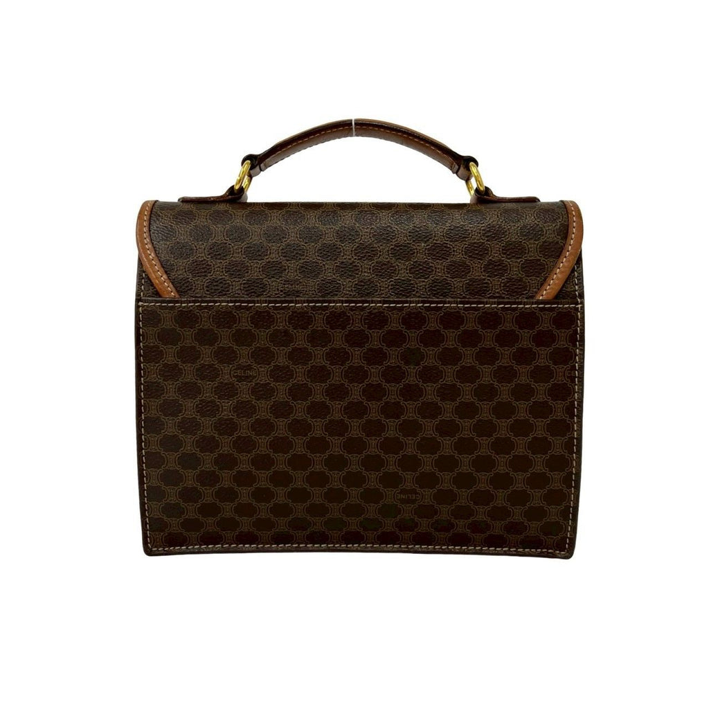 Celine Macadam Blason Triomphe Pattern Leather 2-Way Shoulder Bag Brown — view 3