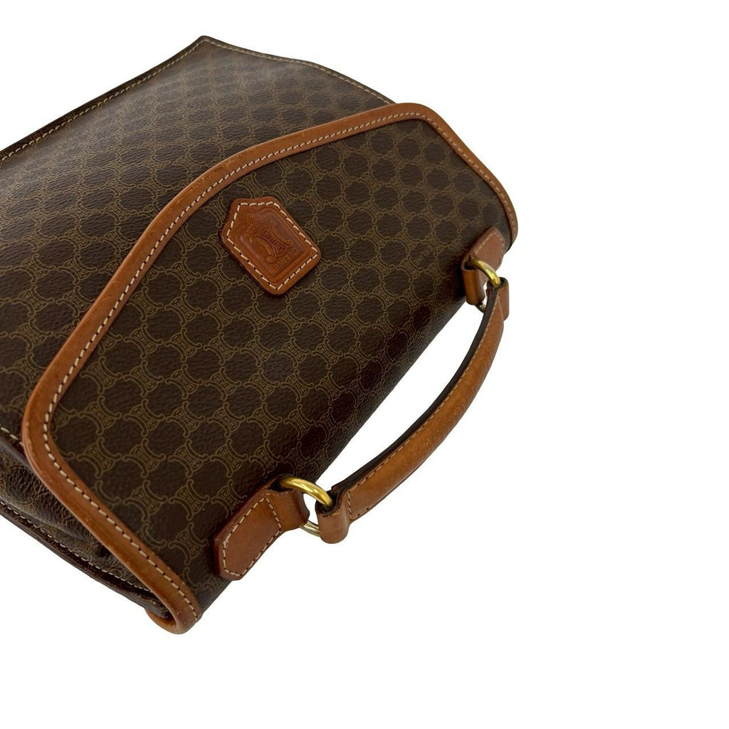 Celine Macadam Blason Triomphe Pattern Leather 2-Way Shoulder Bag Brown — view 4