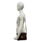 Celine Macadam Blason Triomphe Pattern Circle Logo Leather Shoulder Bag Brown — view 2