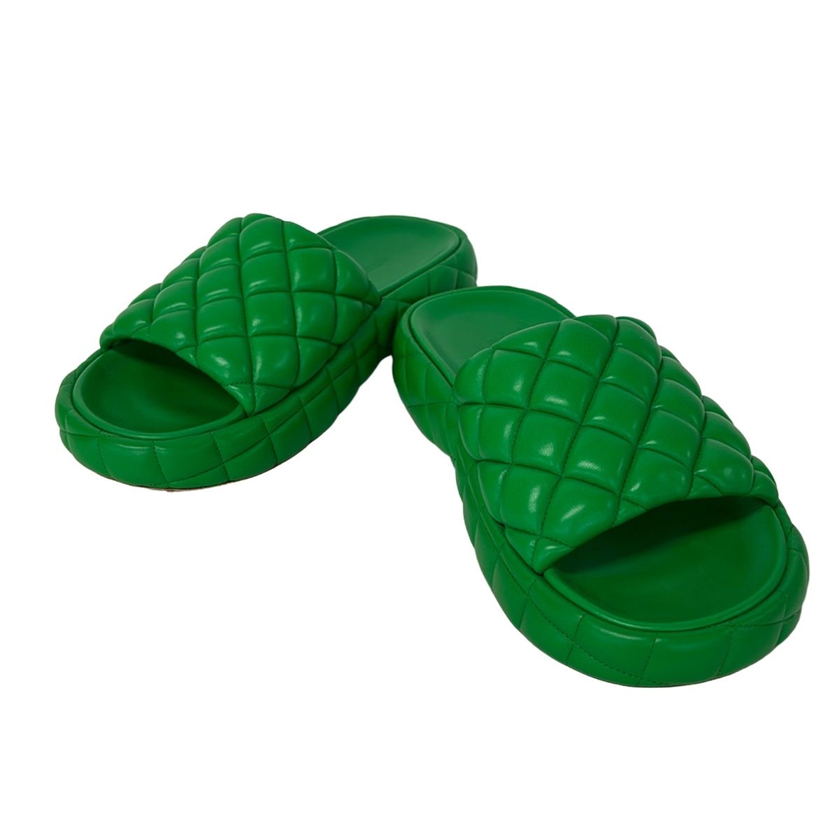 Bottega Veneta Sandals 37 Green Intrecciato Leather — view 2