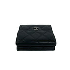 Chanel Quilted CC Logo Lambskin Leather Trifold Wallet Black — view 3