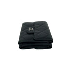 Chanel Quilted CC Logo Lambskin Leather Trifold Wallet Black — view 5