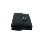 Chanel Quilted CC Logo Lambskin Leather Trifold Wallet Black — view 4