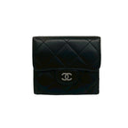 Chanel Quilted CC Logo Lambskin Leather Trifold Wallet Black — view 2