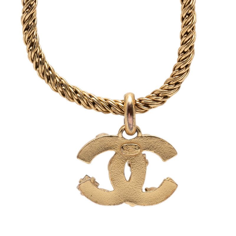 Chanel CC Logo Necklace Gold Multicolor Plated Color Stone — view 2