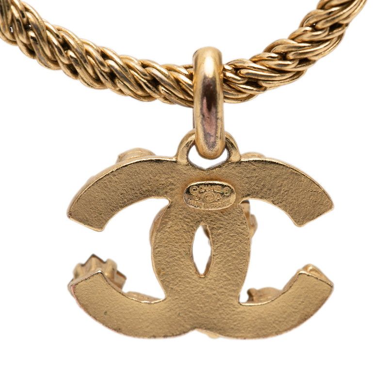 Chanel CC Logo Necklace Gold Multicolor Plated Color Stone — view 6