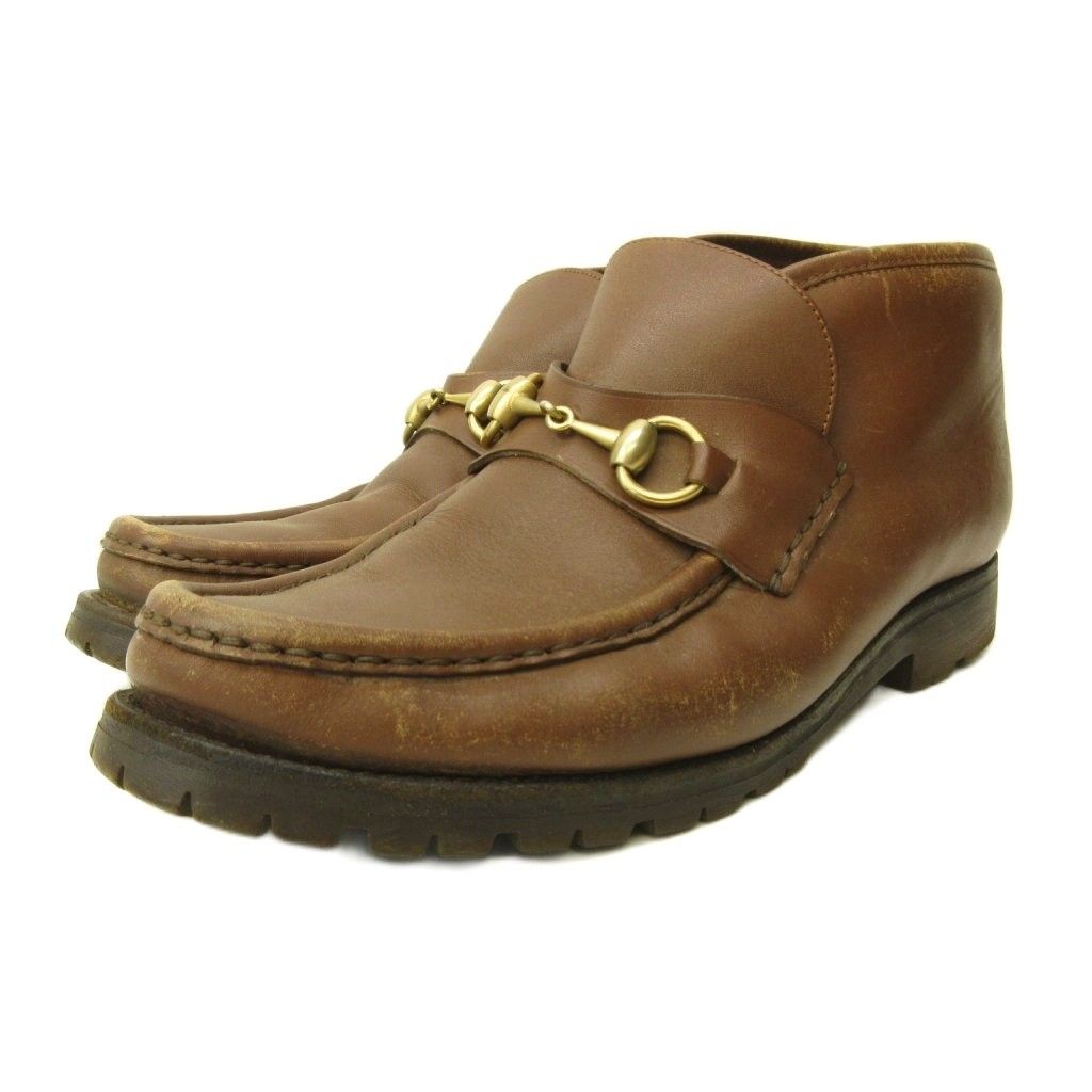 Gucci Horsebit Chukka Boots Shoes Leather 41 Brown