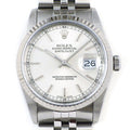 Rolex Watch Datejust L Number Sunray Silver Dial Date 18k White Gold SS