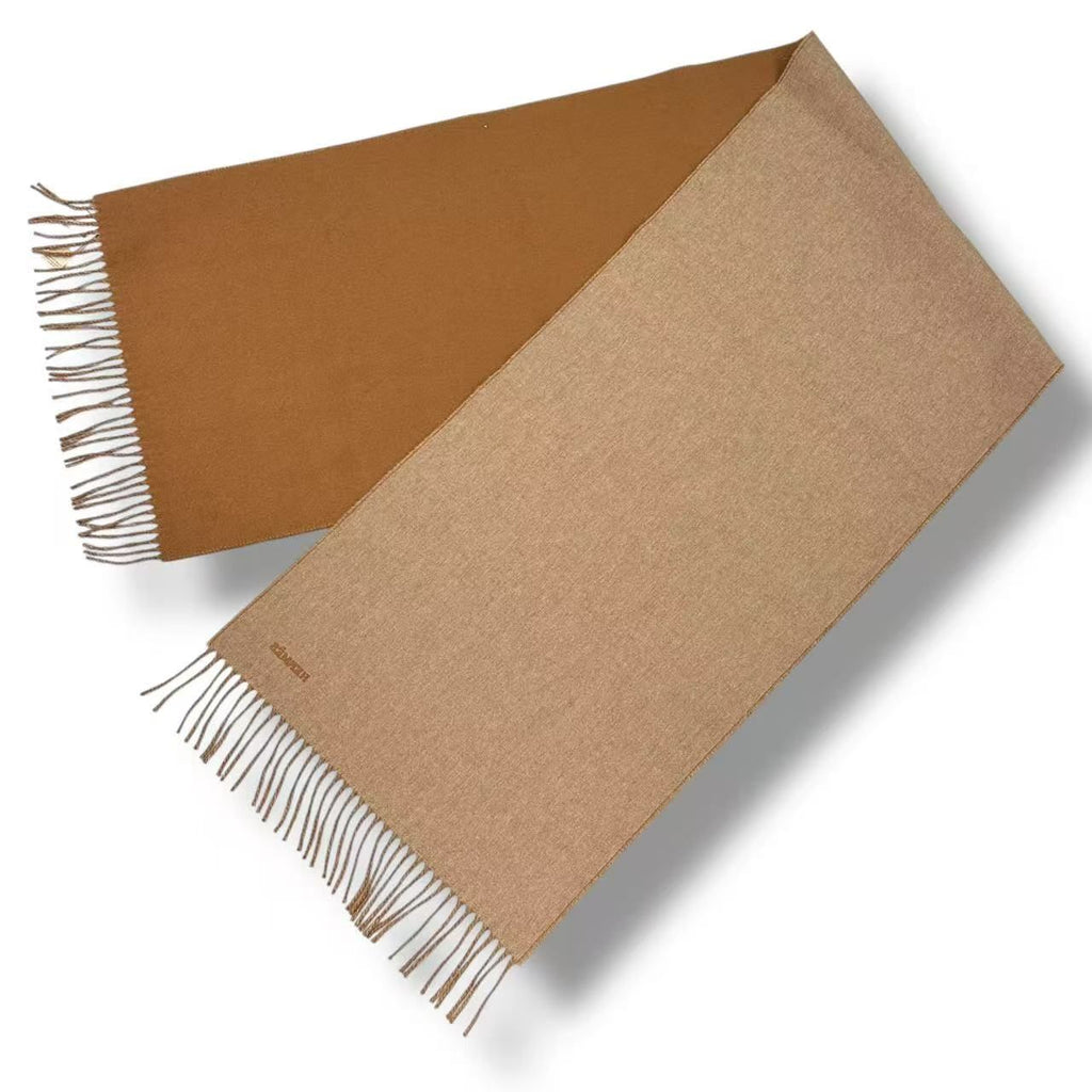 Hermes Scarf Recto Verso Cashmere Embroidery Logo Brown — view 3