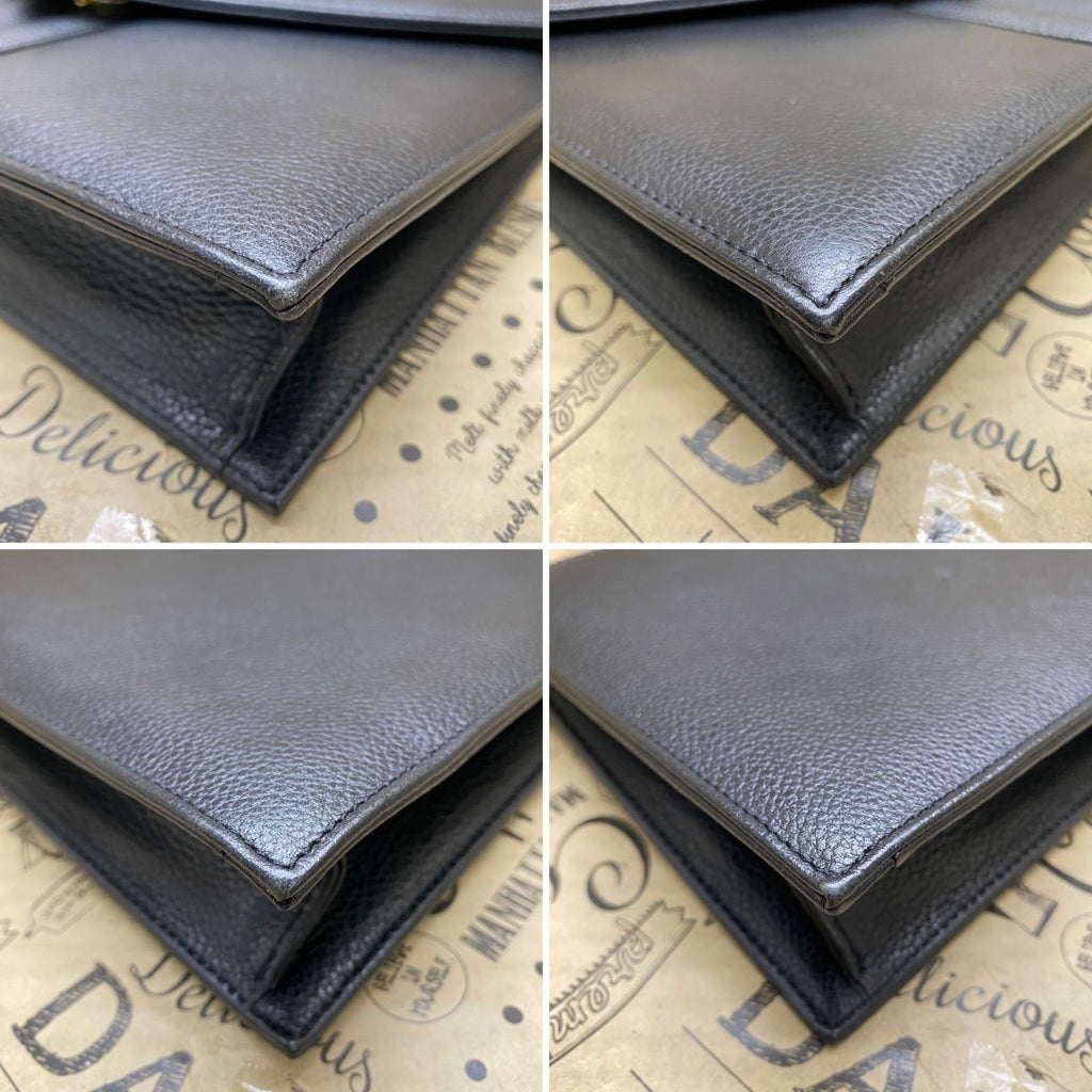 Saint Laurent Clutch Second Handbag Leather Black Pouch — view 6