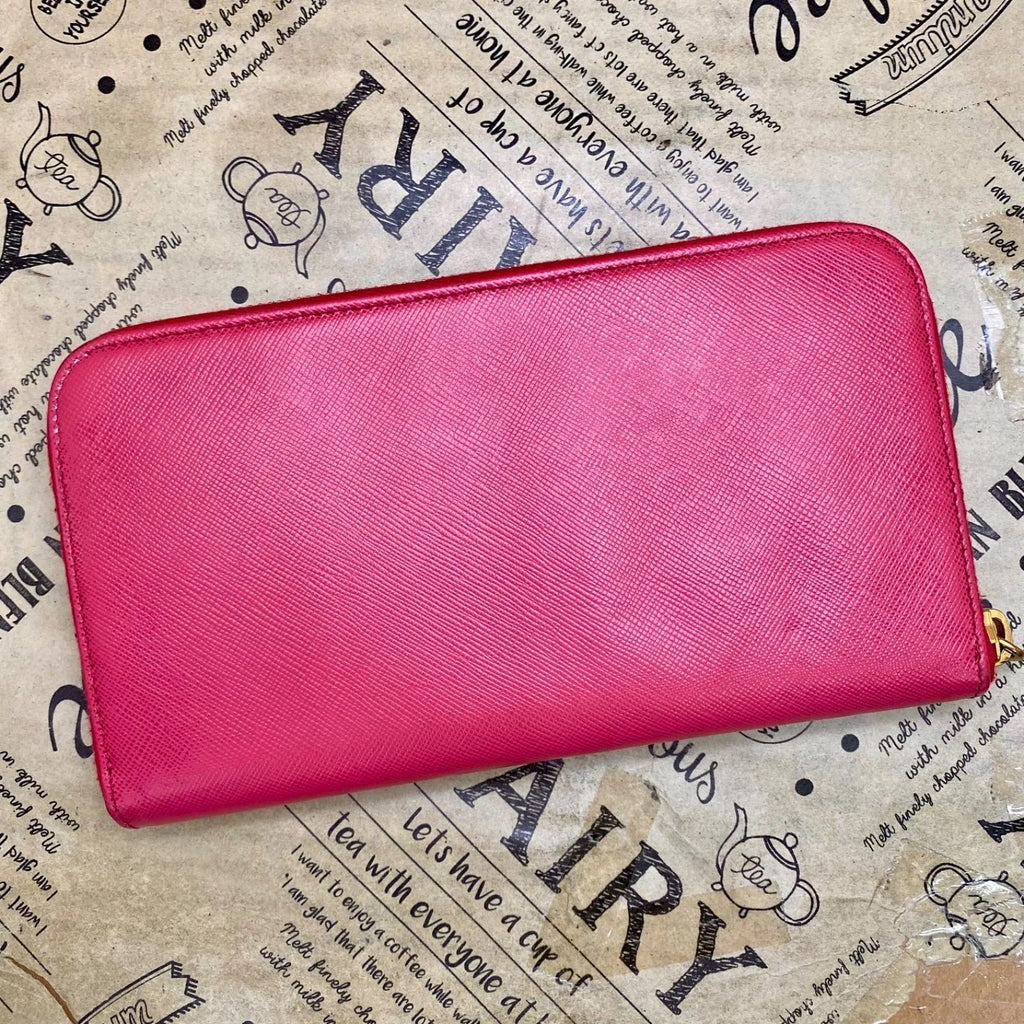 Prada Wallet Saffiano Pink Round Card Coin Billfold — view 4
