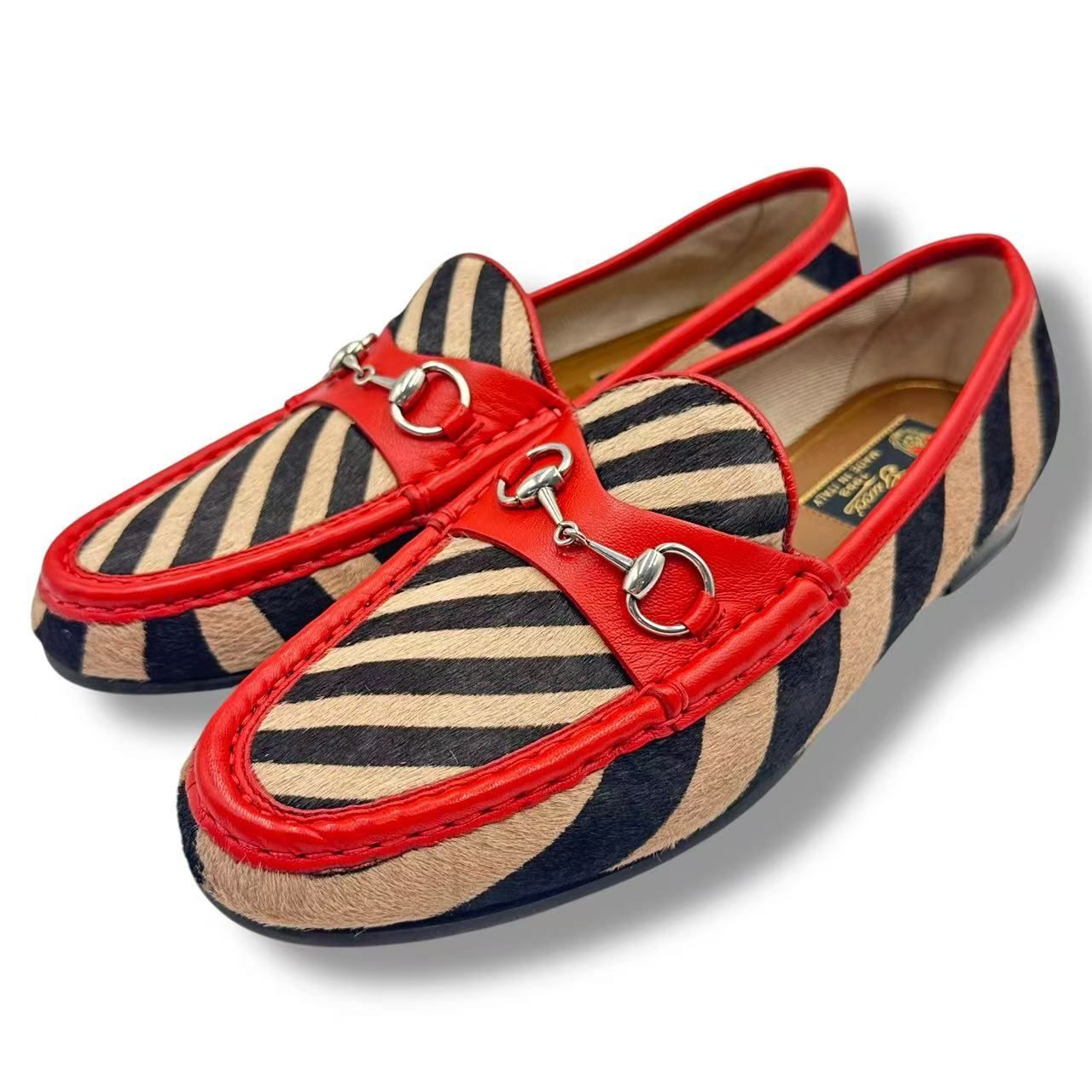 Gucci Loafers Leathe Zebra Pattern Red